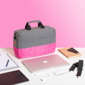Laptop bag half and half color hot Pink