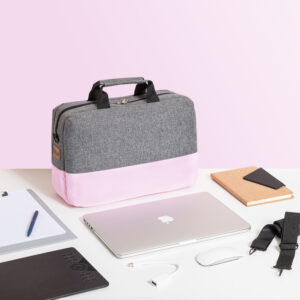 Laptop bag half and half color baby Pink