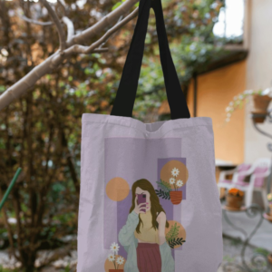 tote bag Selfie Girl design