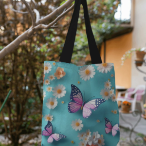 tote bag Butterflies and flowers