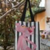 tote bag black&white pink panther