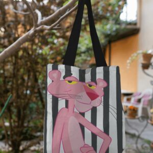 tote bag black&white pink panther
